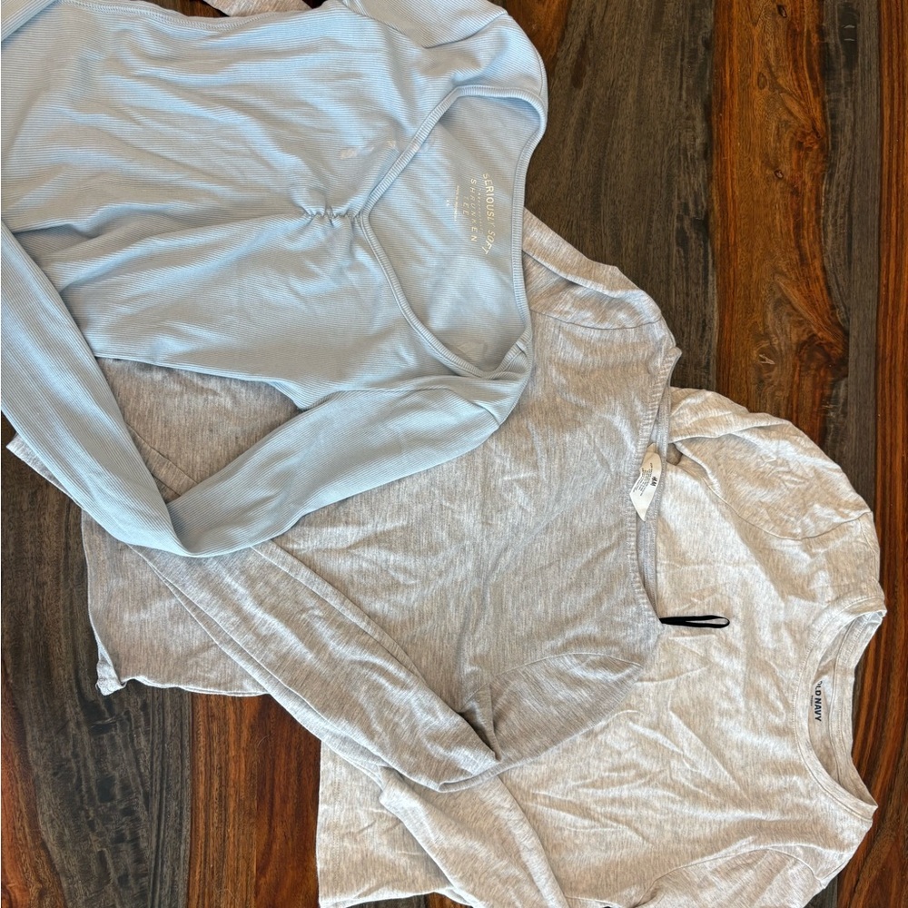 Soft Blue and Gray long sleeve Tees
